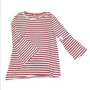 Old Navy Red and White Striped Bell Sleeve Tunic Top